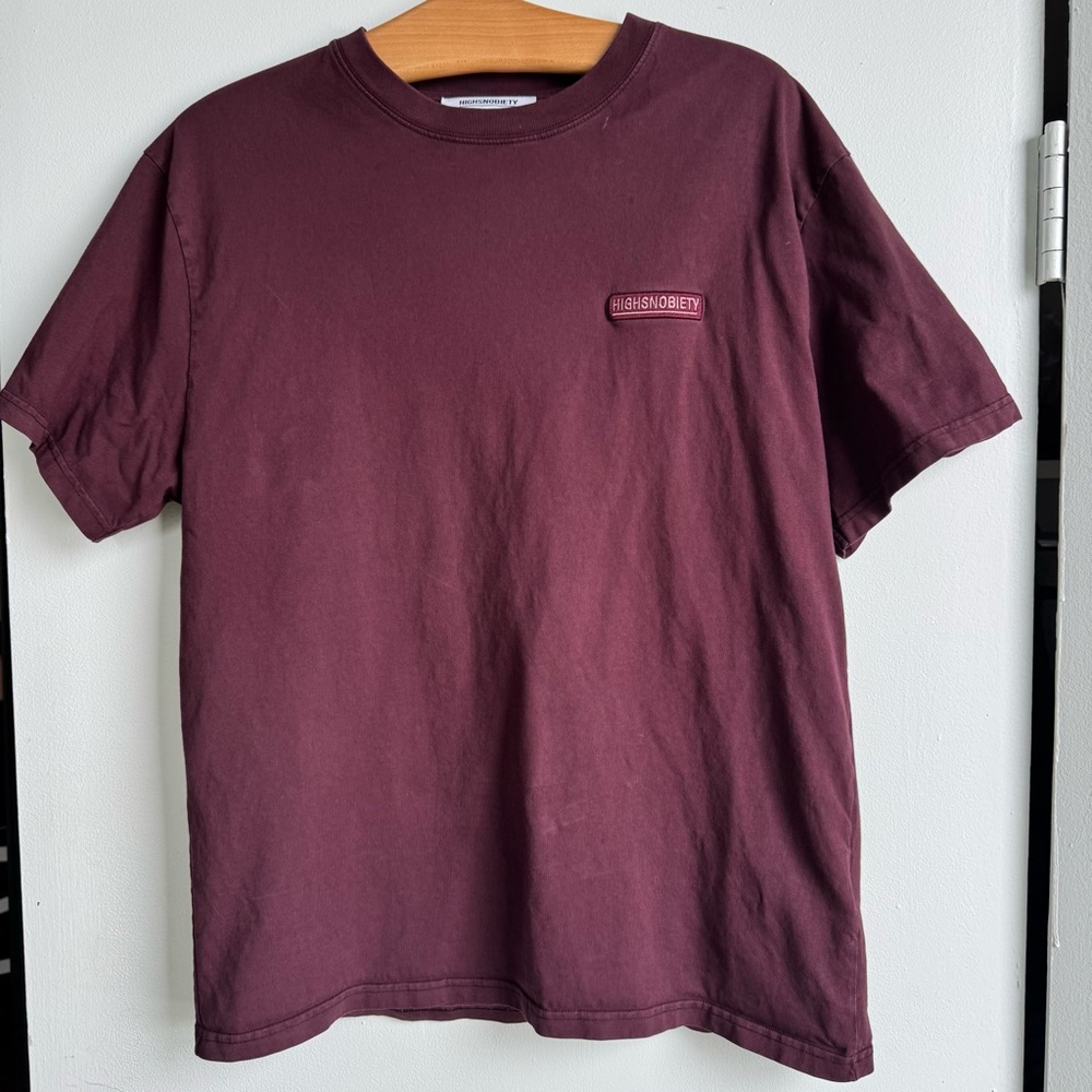 Highsnobiety Men's Short Sleeve Crewneck T-Shirt in Burgundy